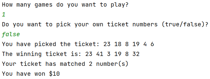 Question 8 output 1