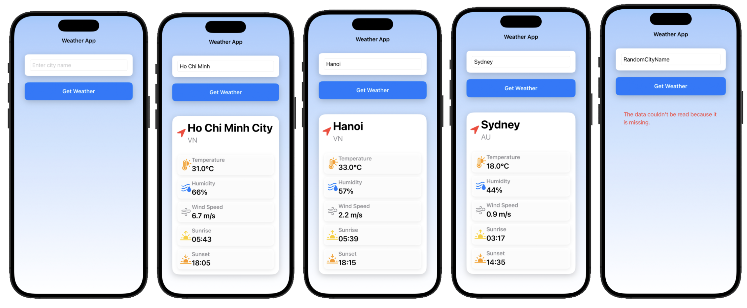 Weather App Challenge UI example