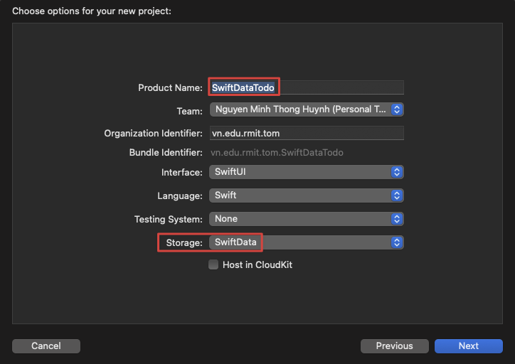 Create a new Xcode project for SwiftData