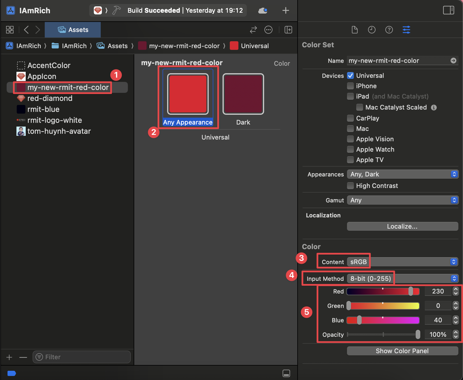 Configure Color Set